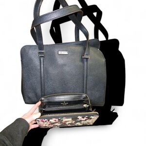 Kate Spade Black Shoulder Bag with Floral Wallet